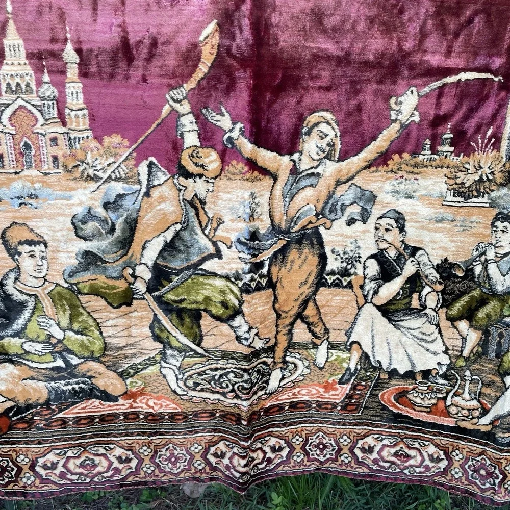 Vintage Velvet Wall Tapestry Middle Eastern Dance Ceremony MCM 46x75inch